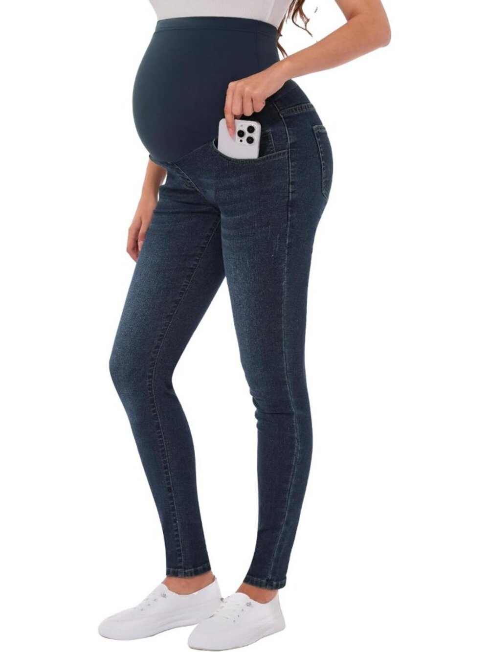 Comfy Over Belly Skinny Maternity Jeans - Stretchy Denim Pants for Pregnancy